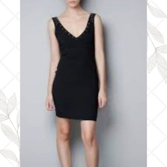 Black Zara Cocktail Dress Size Large - Picture 3 of 5